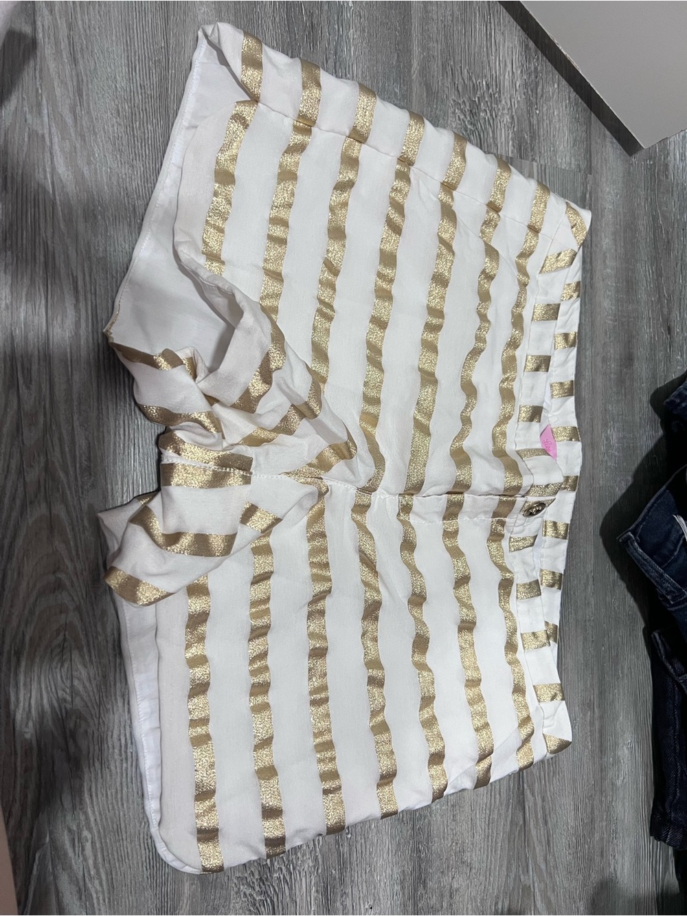 Lilly Pulitzer White and Gold Striped Bermuda Shorts